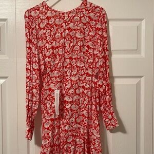 Topshop Red Floral Dress